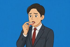 若くして入れ歯になった男性